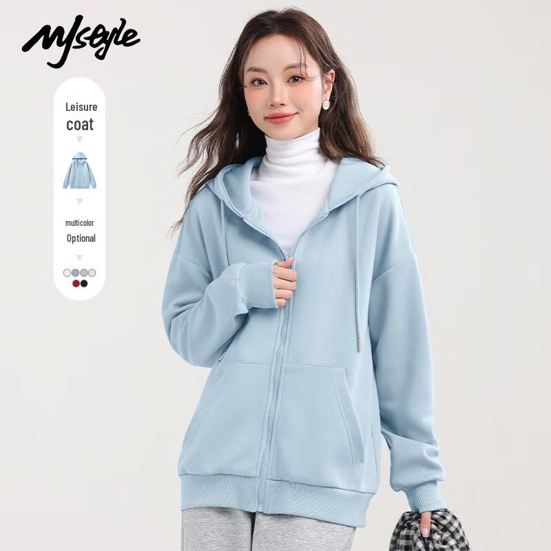MJ STYLE Women's Loose Fit Hooded Cardigan Sweatshirt