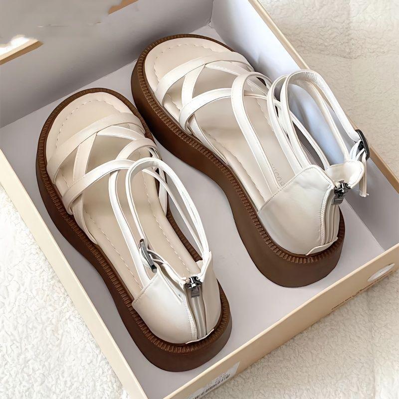 Sandali con plateau Nuovi stivali estivi con cinturino incrociato romano Stivali cool Fashion Muffin Scarpe da spiaggia alte per donna