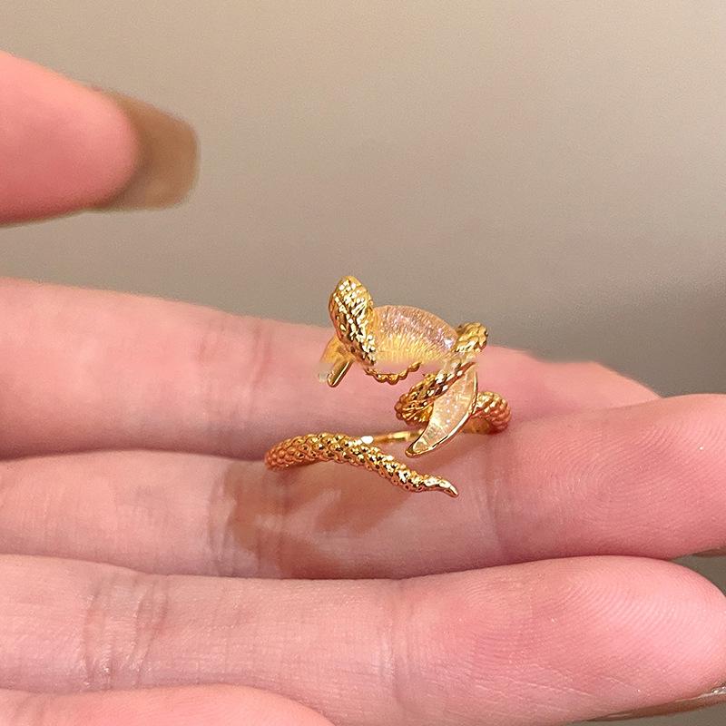 

Золотое кольцо-обвивка змеи с безопасной застежкой, женское, 0, новое, премиальное, универсальное, кольцо на указательный палец