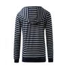 Long Sleeve Women Striped Hooded Sweatshirt with Zipper Pocket and Drawstring