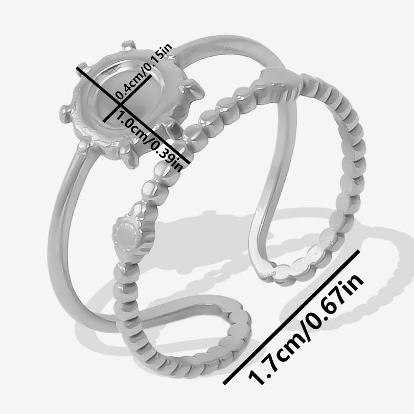 Round Oval Square Heart Blank Settings DIY Rhinestone Drip Oil Silver/Gold Color Stainless Steel Rings For Women Men Accessories