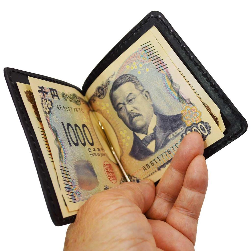 Leather Money Genuine Crocodile Pattern for Bills Clip, Cowhide, Leather, Embossed, Black, Only.