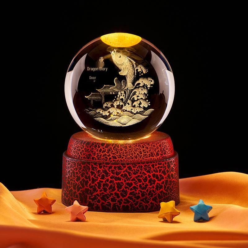 Leaping Fish Crystal Ball 3D Night Light - Creative Birthday & Qixi Festival Gift