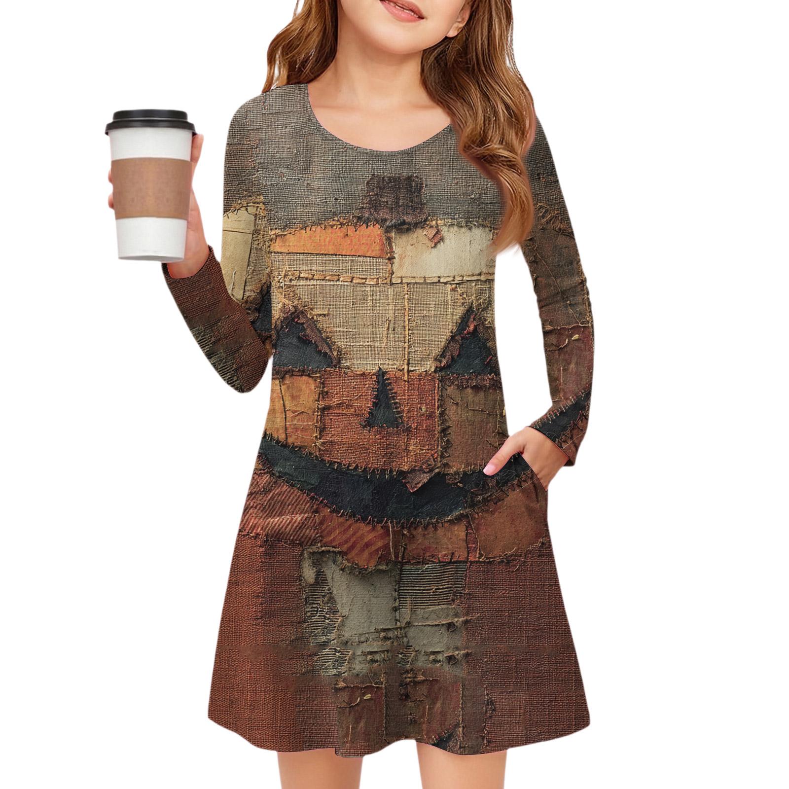 

Платье с длинным рукавом для девочек - Платье с цветными карманами 120