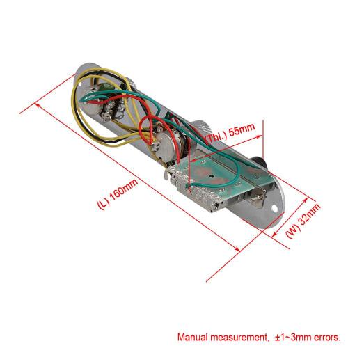Yibuy Chrome Tele Pre-Wired Control Plate with 3-Way Switch for Guitar