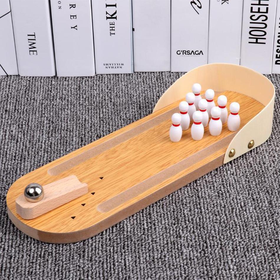 Desktop Mini Bowling Game Set, High-End Small Safe Wooden Innovative Desktop Game, Wooden Parent-Child Fun Toy Best Gift for Kid