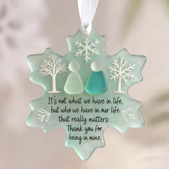 Snowflake Shaped Sea Glass Ornament Handmade Sea Glass Art Friendship Keepsake Coastal Winter Christmas Tree Decoration