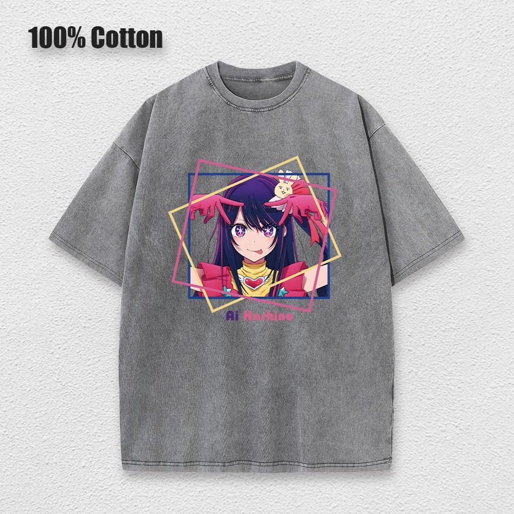 Acid Tshirt Kawaii Oshi No Ko Anime Ai Hoshino Cosplay Tshirt Hot Cartoon Fans Otaku TShirt Casual Solid Cotton Unisex Tee