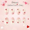 24 Stück Valentinstag Press-On-Nägel Herz Künstlicher Nagel Französische Spitze Falscher Nagel Kurz Oval Aufkleb-Nagel für Party