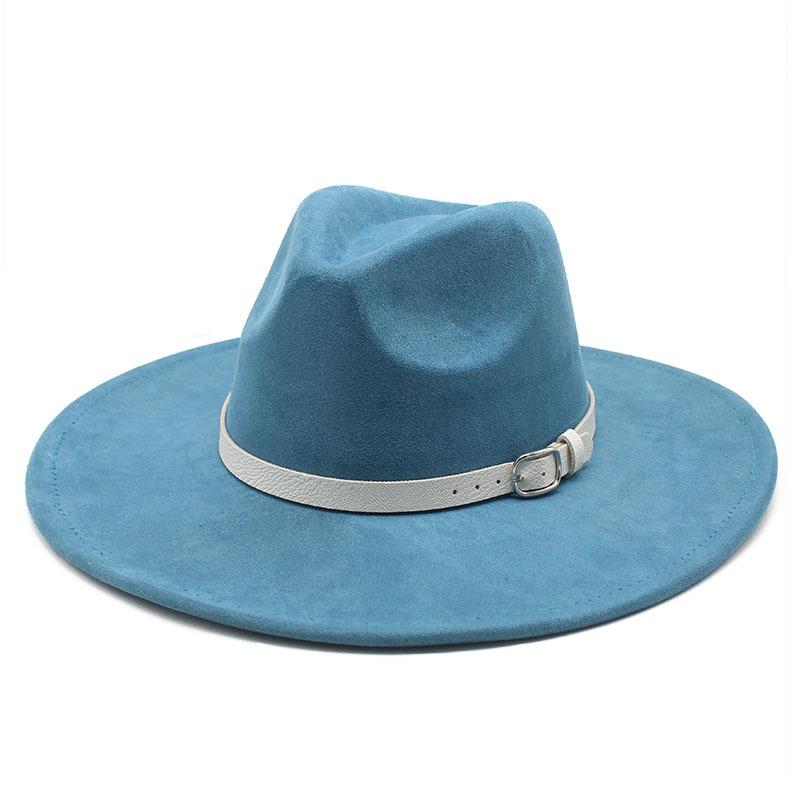 Big Edge Jazz Top Hat Women'S 9Cm Brim Suede Peach Heart Top Fringed Hat