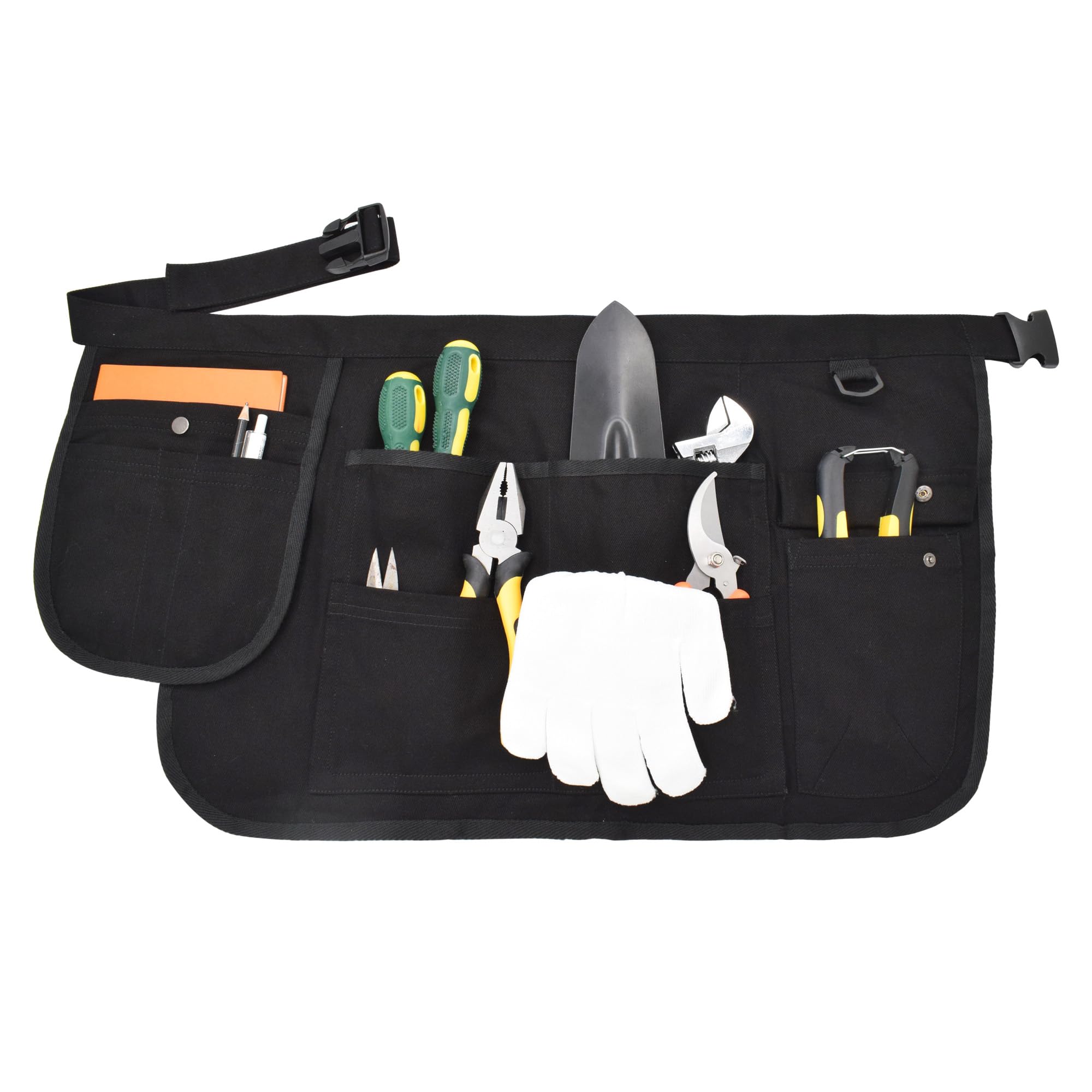[Nanxson] Short Apron, Work Apron, Multi-functional Pockets, Short Length, Gardening, Hairdressing, Food Service, Plain Canvas, Thick, Waist Apron, Ch