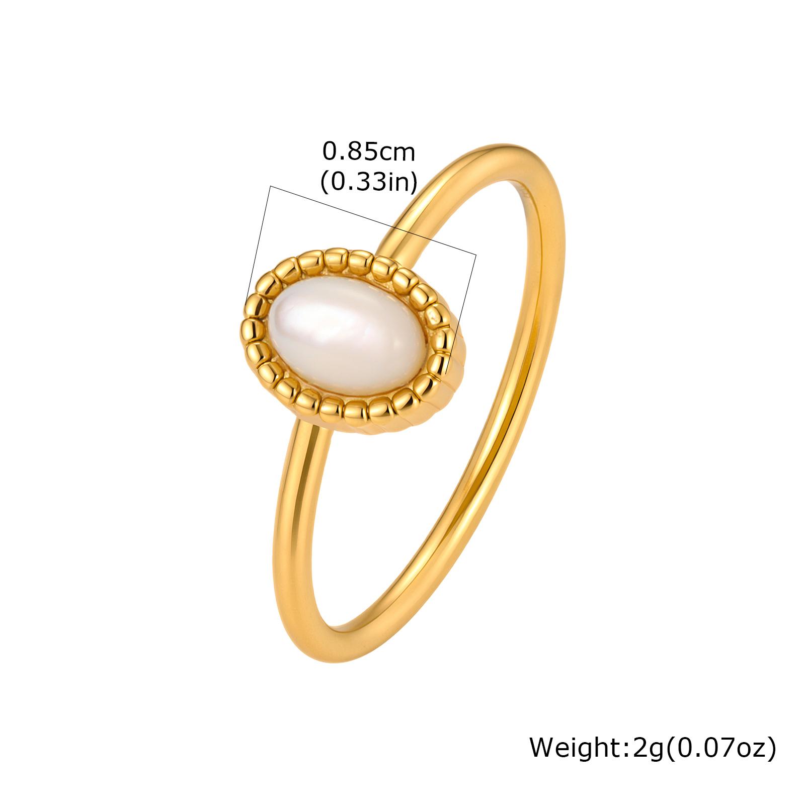 

Stainless Steel 18K Gold Plated Minimalist Oval Natural Shell Ring for Women Fashion Exquisite Finger Jewelry Birthday Gift US size 7