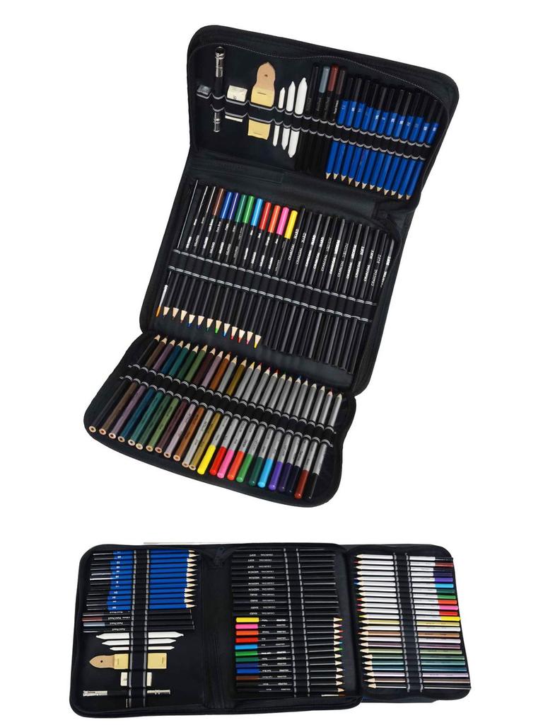 72-Piece Water-soluble & Metallic Colored Pencil Art Set for Kids