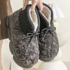 Winter Lacing Plush Warm Cotton Shoes Women's Solid Color Thick Bottom Fluffy Couple Boots Casual Big Size Ladies Shoes