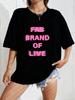 White Oversized T Shirt With Pink Fab Brand Of Live Print For Casual Wear