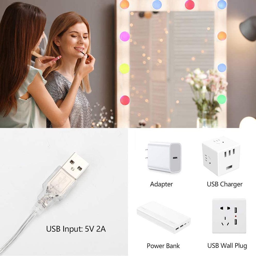 Hollywood 3-Color USB Makeup Mirror Light for Bathroom & Beauty Table