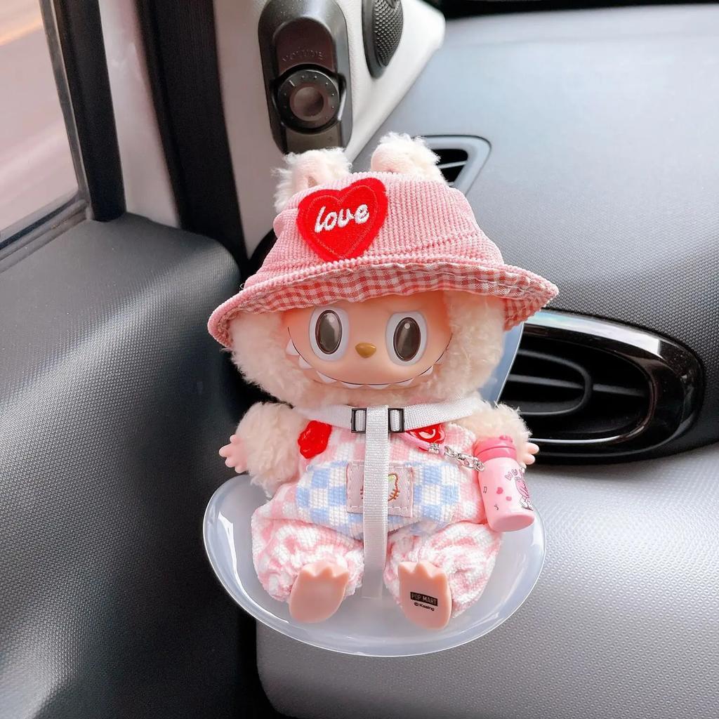 Siège de poupée 15-17cm Siège auto Labubu Siège de sécurité Mignon Poupée Sortie d'air Décoration d'aromathérapie Décoration d'intérieur de voiture haut de gamme