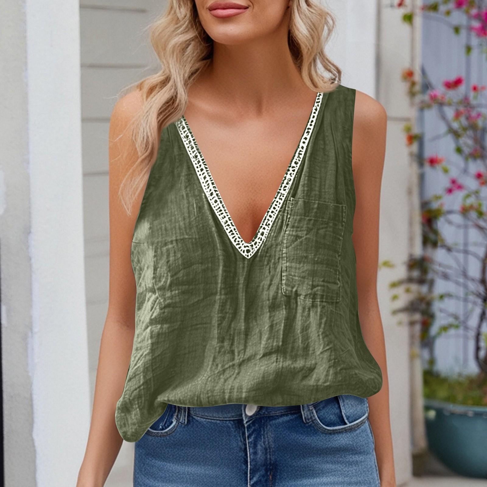 

Женский модный свободный жилет без рукавов из хлопка и льна, однотонный, с V-образным вырезом и карманом S