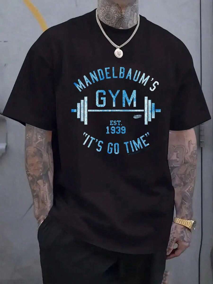 

Mandelbaum s Gym T-Shirt, Casual Crew Neck Short Sleeved Summer Top, Unisex T-Shirt M