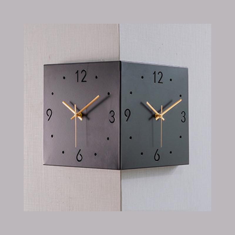 Creative Modern Double-Sided Wall Clock for Living Room – Stylish Corner Design, Minimalist Ins Style