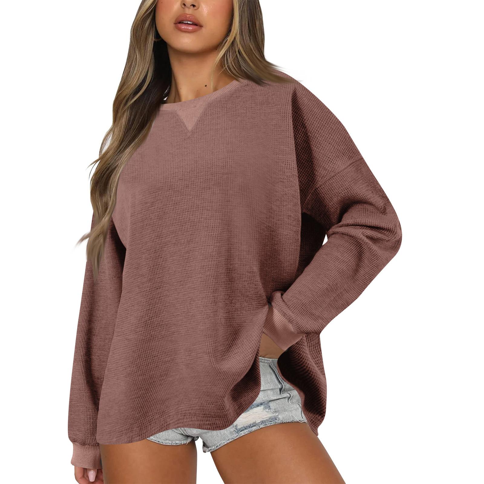 

Женская свободная повседневная толстовка большого размера с длинными рукавами и пуловером XL винный