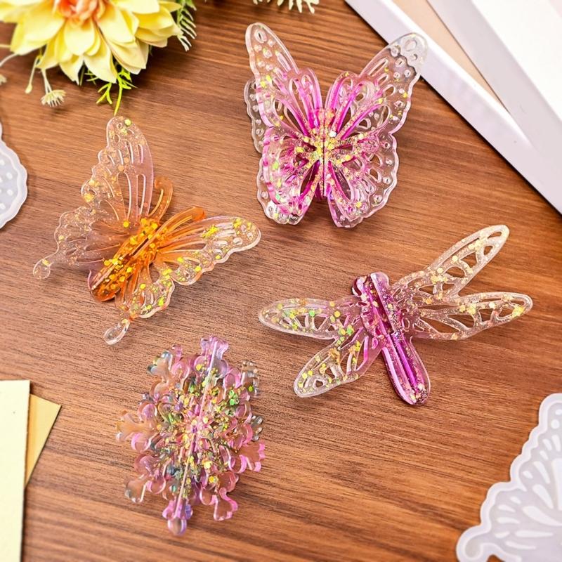 Food Grade Silicones Craft Mold With Butterfly Dragonflies Snowflake For Handmade Decorative Art Project And Gift Making