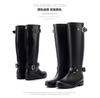 Women's Rain Boots Fashion High-Tube Rubber Boots PVC Rubber Galosh Designer Zip Waterproof Garden Work Boots Botas Lluvia Mujer