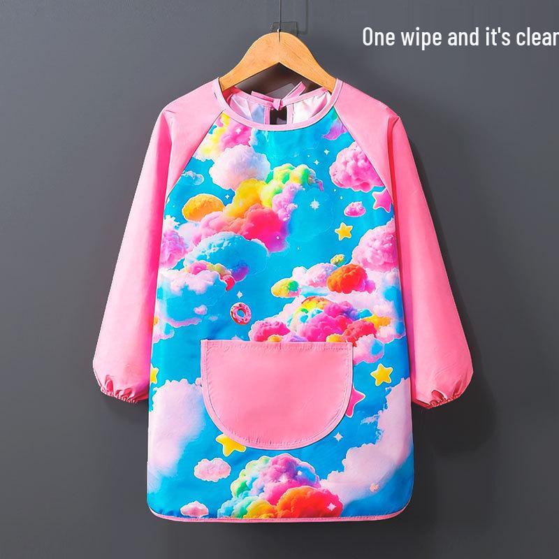 Children's Waterproof Art Smock and Bib for Painting and Eating, Kindergarten-Friendly