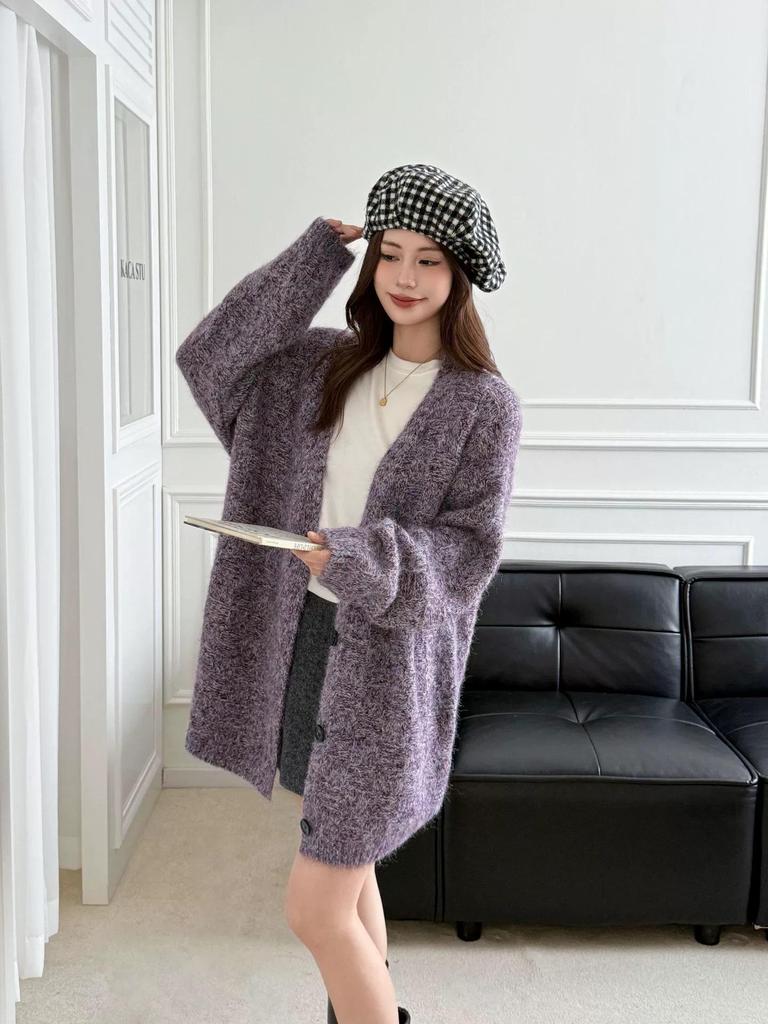 Korean Style Loose Knit Cardigan for Women - Versatile, Thick Autumn/Winter 2025 Sweater Coat