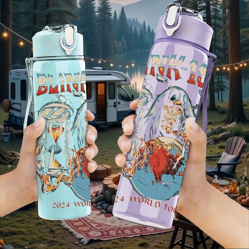 1PC Vintage Dark Fantasy Band Art Collage Print 750ml Portable Sports Water Bottle Leakproof Gym Outdoor Travel Drink Cup
