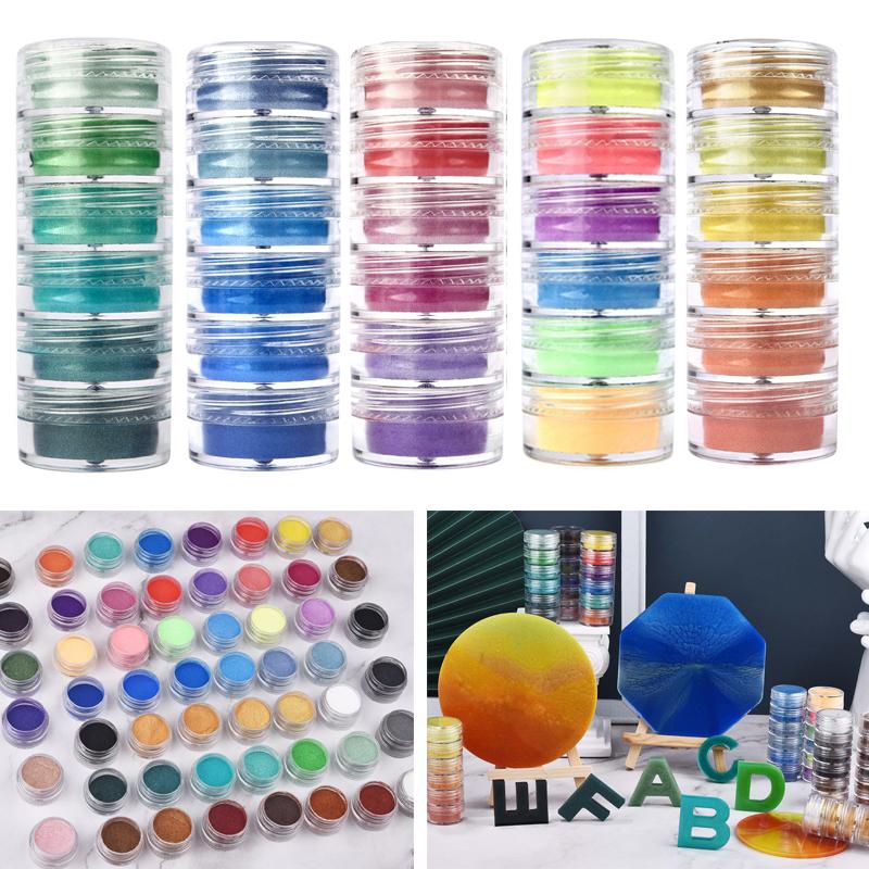6 Farben/Set Perlmuttpulver Harzpigment Glimmer Mineralpulver Farbstoff DIY Epoxidharz Schmuckherstellung Nagelkunst Dekor Make-up
