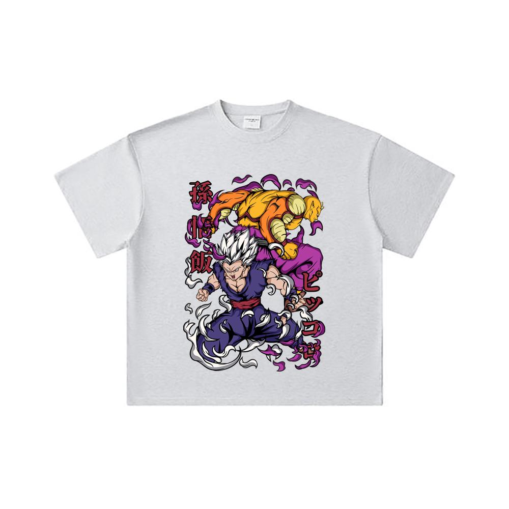 260 GSM Double Yarn 32 Count 100% Cotton Dragon Ball V57 Gohan Piccolo Print Unisex Heavy Cotton T Shirt