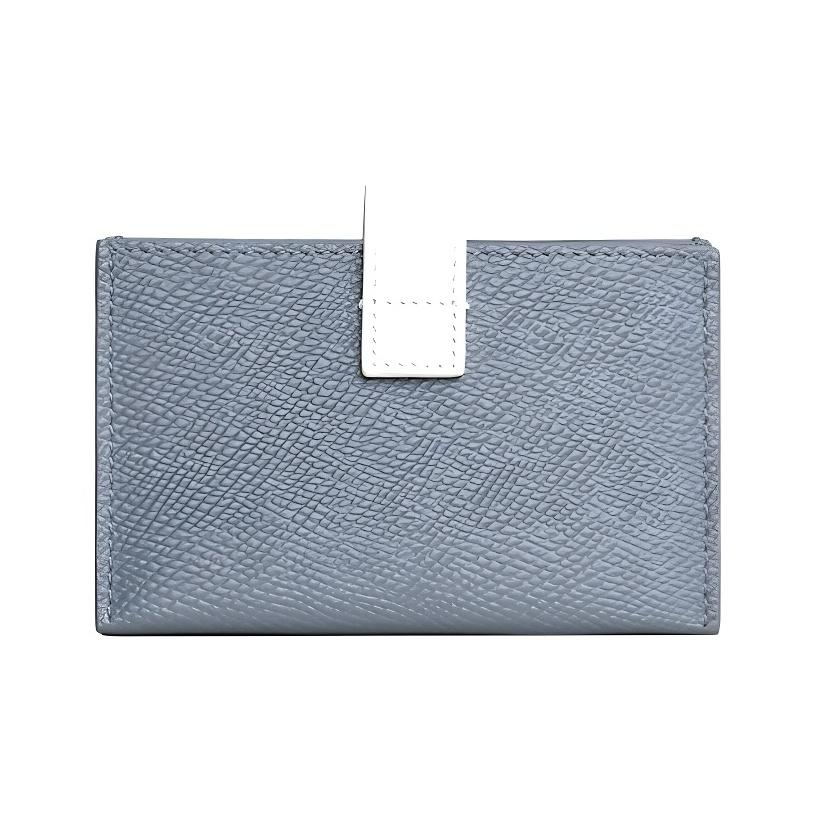 Celine Two-Tone Accordion Pleat Grain Leather Card Holder Women Accessories Medium-Gray White 10B693BRU-08MW