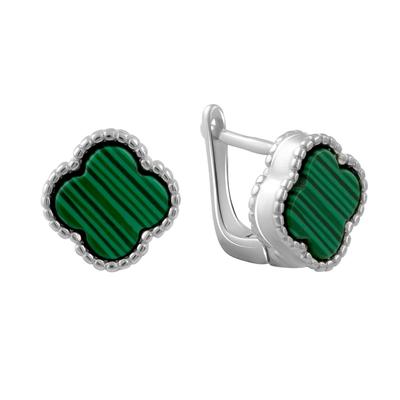 Silver Earrings with Malachite (2082569)