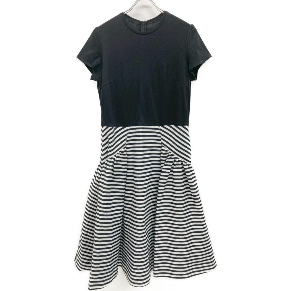 BORDERS at BALCONY BD2011P-2K-04 Black T-shirt with Tucked Border One-Piece dress 36 blackUsed