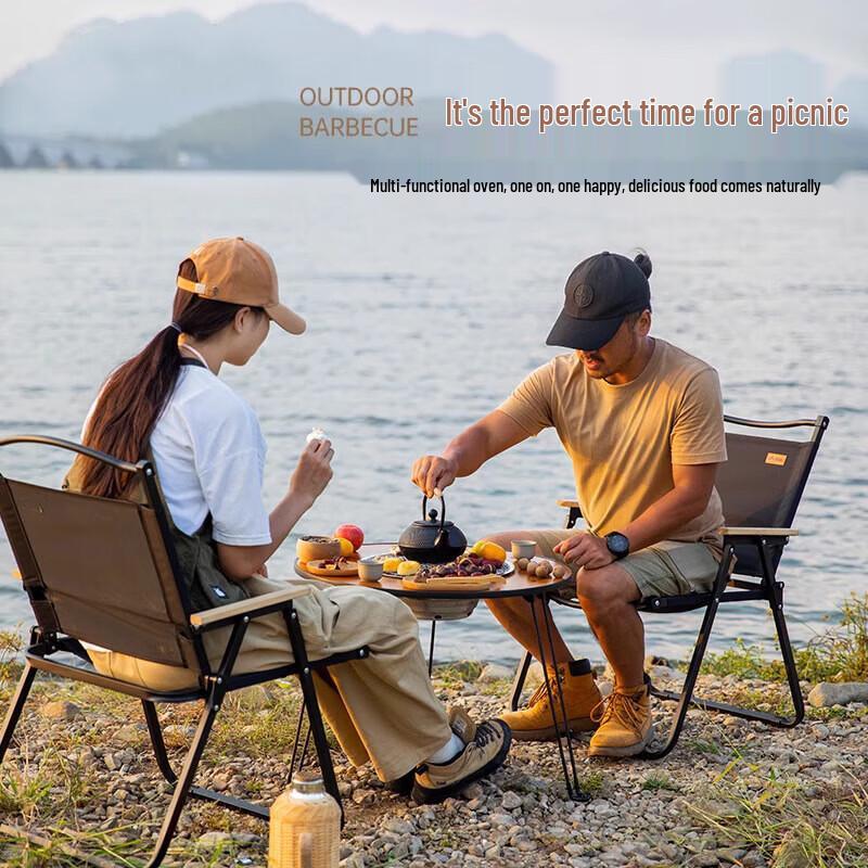 FTLY Outdoor Folding Round Table BBQ Set