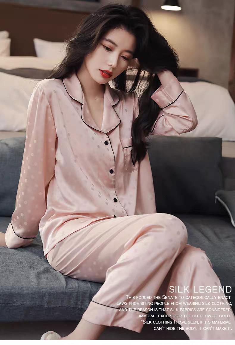 

Women s Chiffon Pajama Set - Jacquard Heart, Long Sleeve, Breathable & Comfortable, Spring/Autumn 2026 Edition L розовый