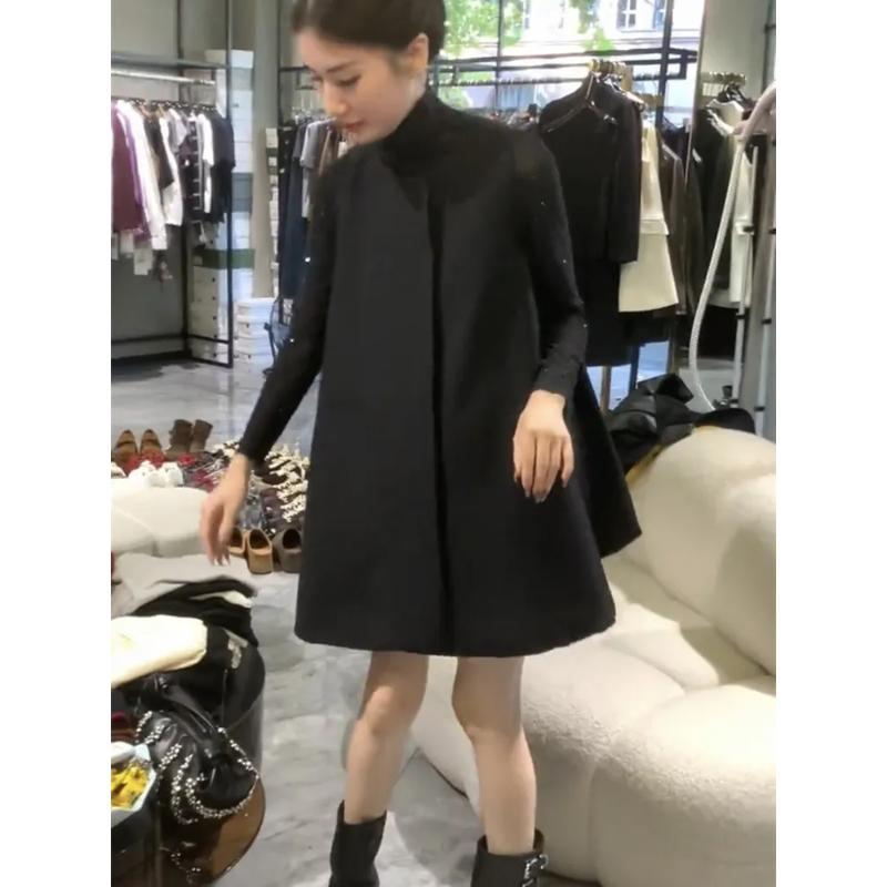 

Autumn Womens Elegant Black Fake Two Piece Dress Comfortable Daily Outfit M чёрный