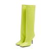 Fashion Silver Gold Fine Heel Square Head Knee Length Boots 2025 Winter New Versatile Slim Sleeve Long Boots Large 43 Women's Shoes