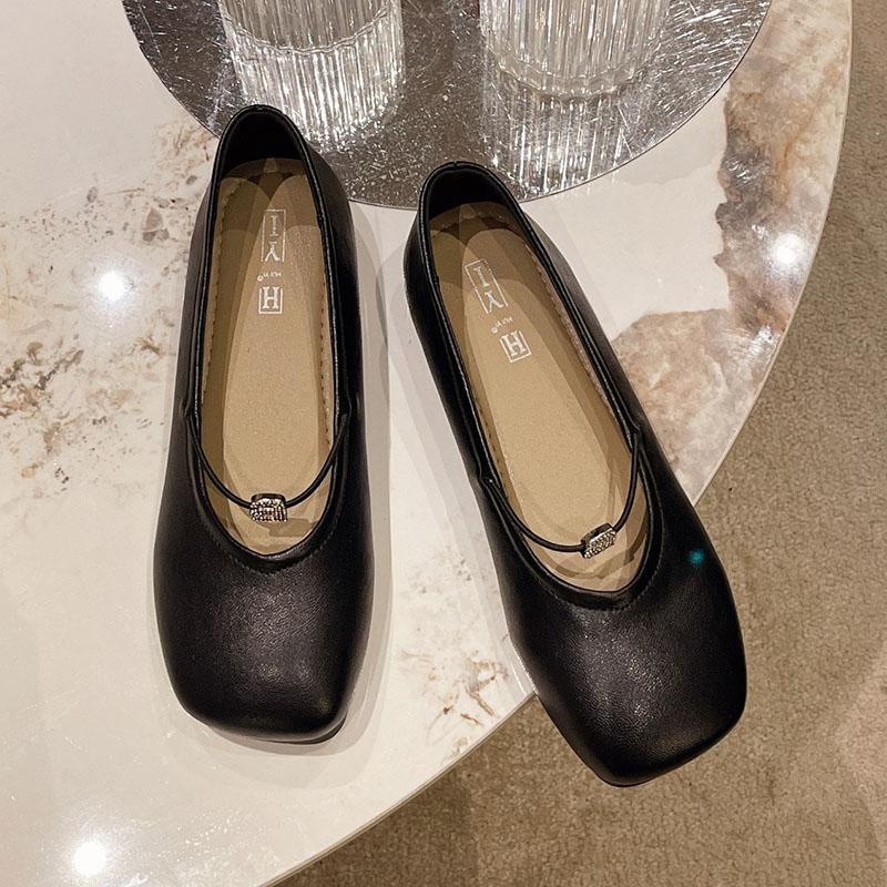 

Балетки женские мягкие кожаные тонкие туфли модные туфли-лодочки повседневные мокасины со стразами пряжки резинки туфли Мэри Джейн EUR 40 чёрный