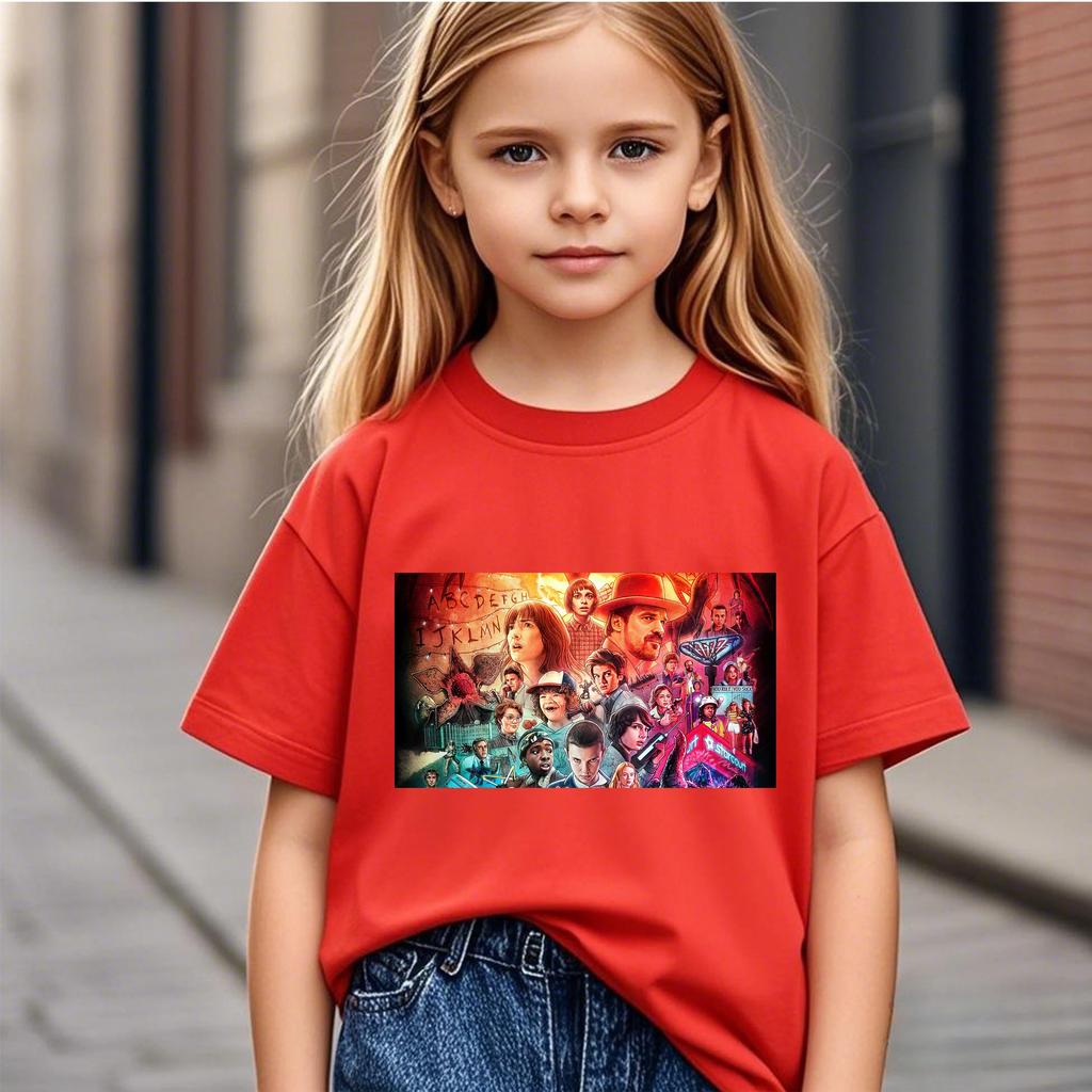 2026 Classic Cartoon Short Sleeve Printed Casual T-Shirt Breathable Summer Wear for Children and Teen Boys and Girls