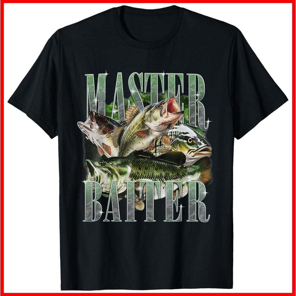 Retro Sunset Fishing Master Baiter Fish Funny Fisherman Black Cotton T-Shirt Unisex T-Shirt L