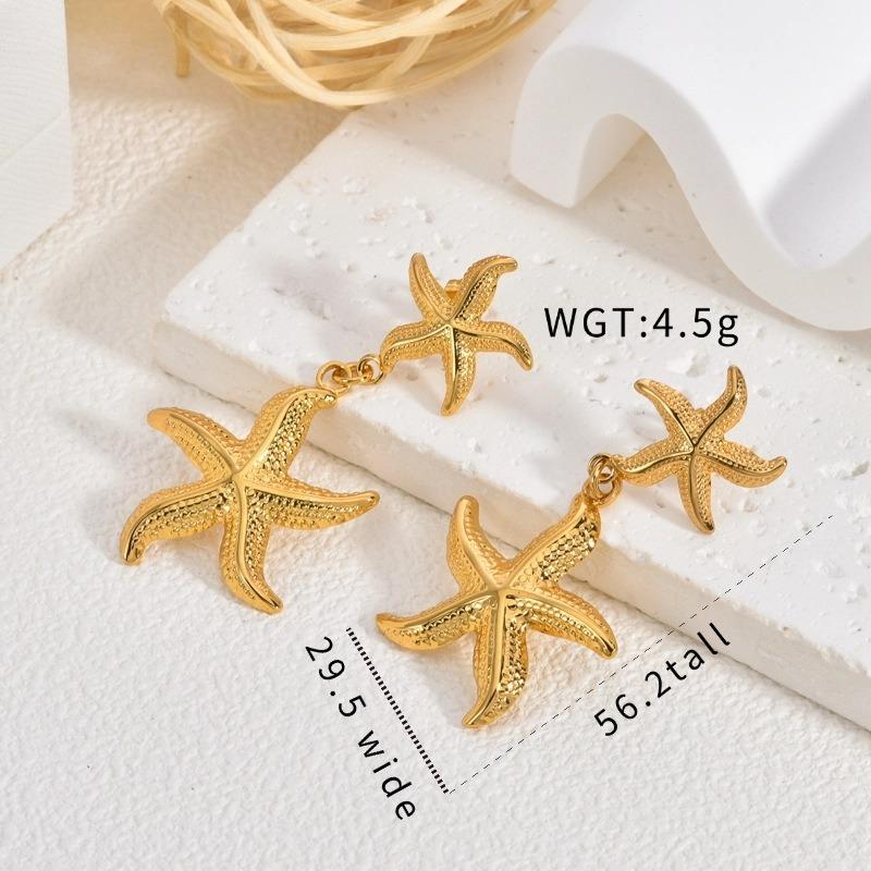 Starfish Stainless Steel Earrings Light Luxury High Sense Retro Simple Jellyfish Exaggerated Earrings Women