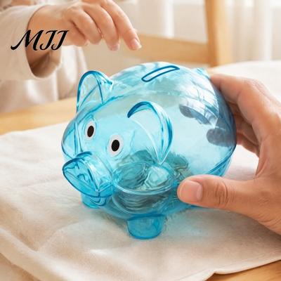 Cofrinho Seguro de Plástico Inquebrável para Crianças, Cofrinho Transparente em Forma de Porco para Moedas em Dinheiro, Caixa Pote para Guardar Dinheiro Decoração de Quarto Infantil