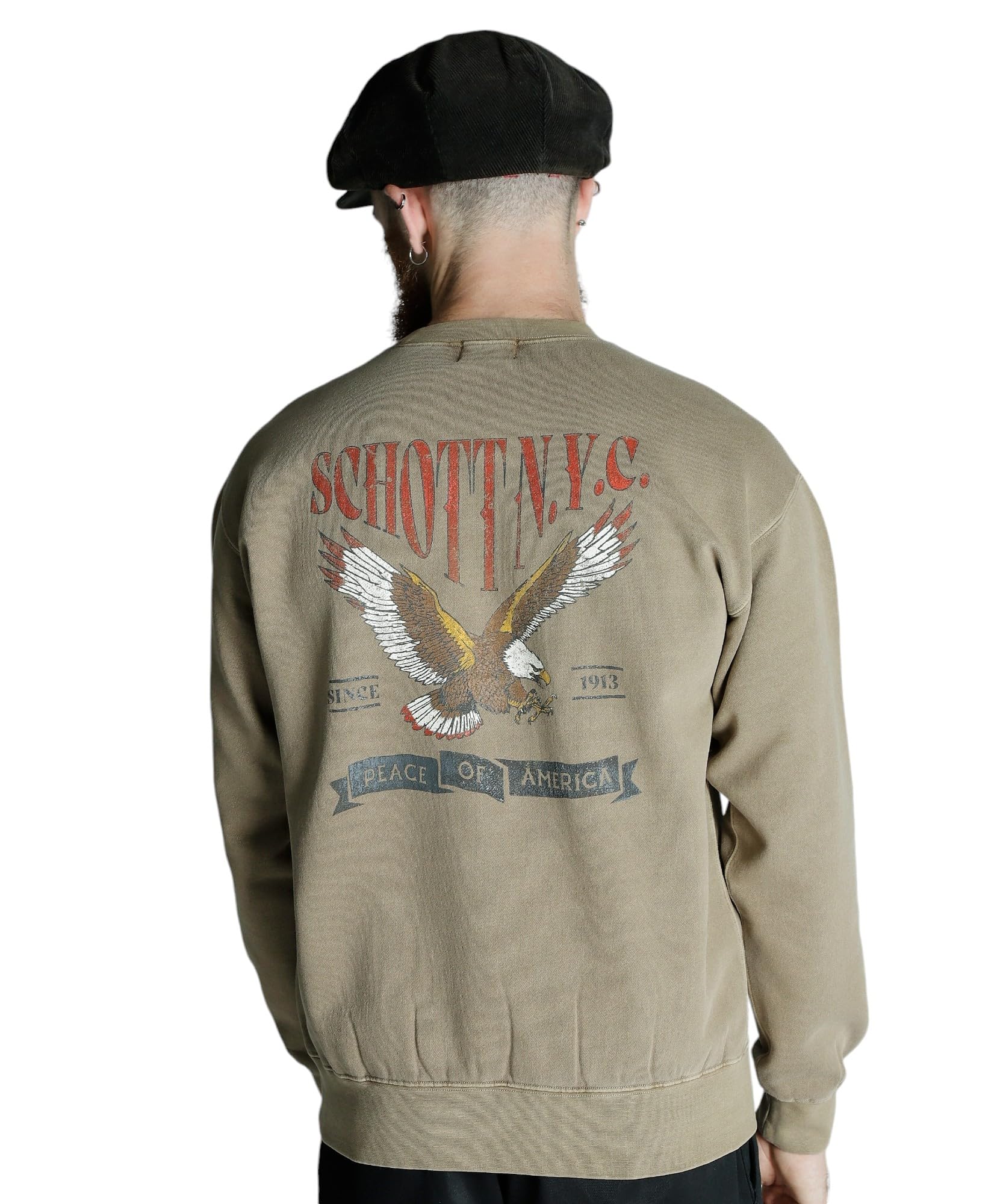 

Schott TRAD EAGLE Crew Neck Sweatshirt, Men s, Size S, 383, Cafe, 782-4232019