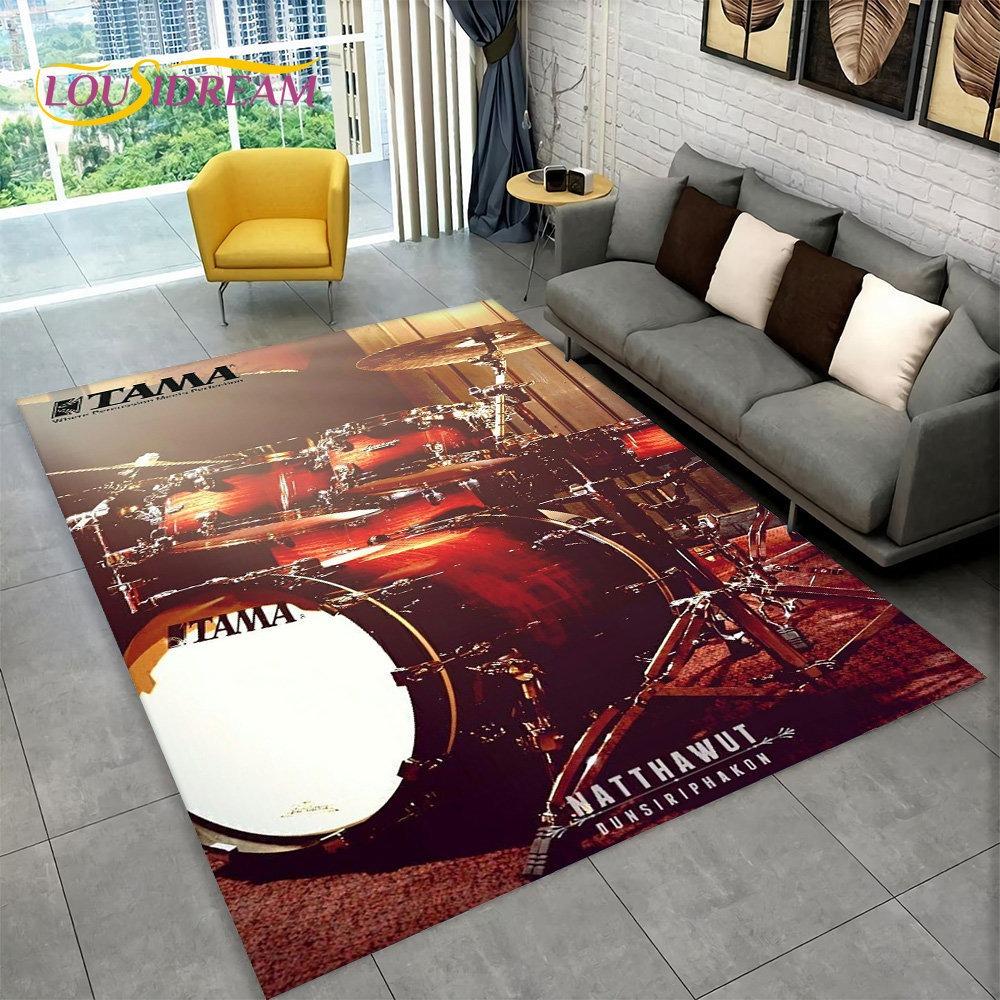 3D Drum Kit Music Instruments Area Large Carpet Rug for Home Living Room Bedroom Doormat DecorArea Rug Carpet Non-slip Floor Mat
