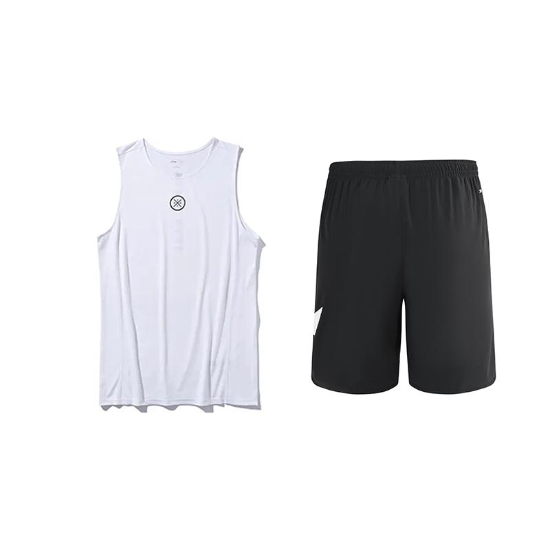 

Li-Ning College Style Letter Solid Color Sleeveless Elastic Five-Point Pants Casual Sports Set Unisex sets YVSV031-2+YKSV197-2 S