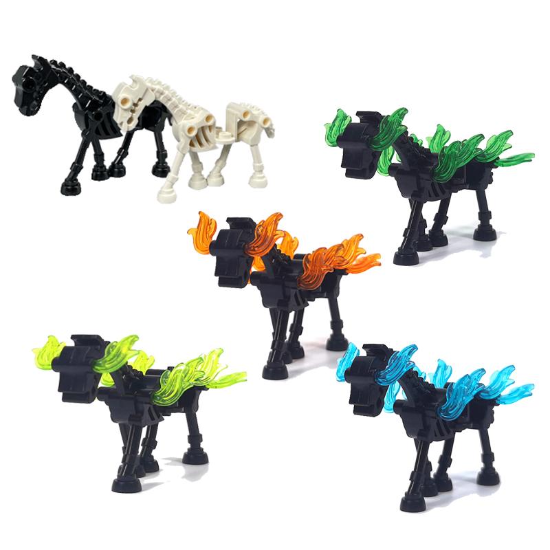 Halloween Decorative MOC Building Blocks Pumpkin Carriage Tombstone Skeleton Flame Horse Accessories Elf House Bricks Toys Gifts