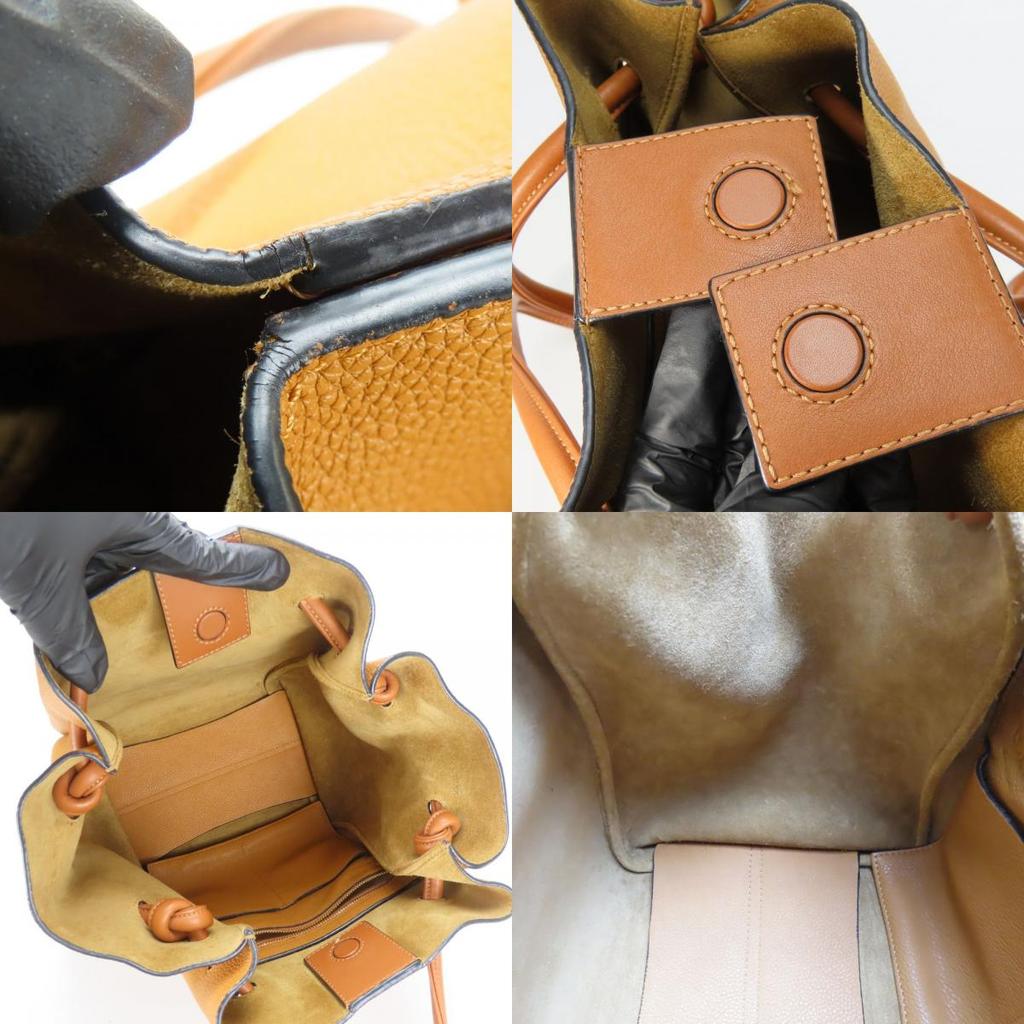 Used LOEWE Tote Bag Flamenco knots leather Camel Brown anagram