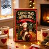 Indoor Festive Wall Hanging Decor Christmas Advent Calendar with 24 Acrylic Pendants, 2D Flat Bowling Theme Unique Gifts for Bowlers Ornaments Holiday